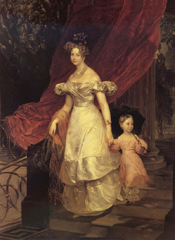 Karl Briullov Portrait of Gaand Duchess Yelena Pavlovna with her daughter
